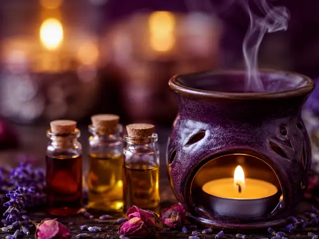 Buhurdanlık ve aromaterapi yağı şişeleri — İmrahor, Masaj Salonun